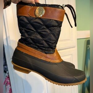 Tommy Hilfiger Black and Tan Quilted Boots